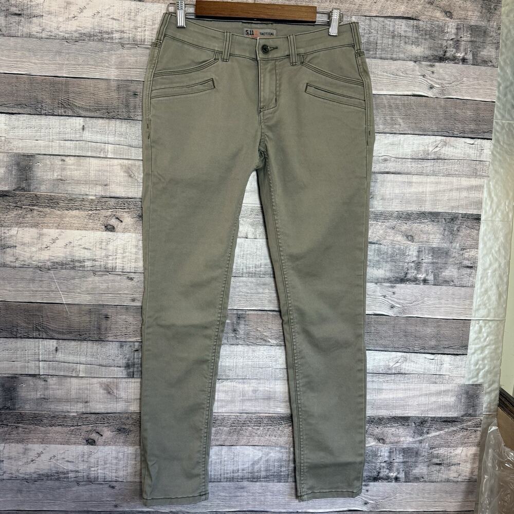 5.11 Tactical Women's Defender-flex Slim Pants Khaki Green Sz 4 Reg